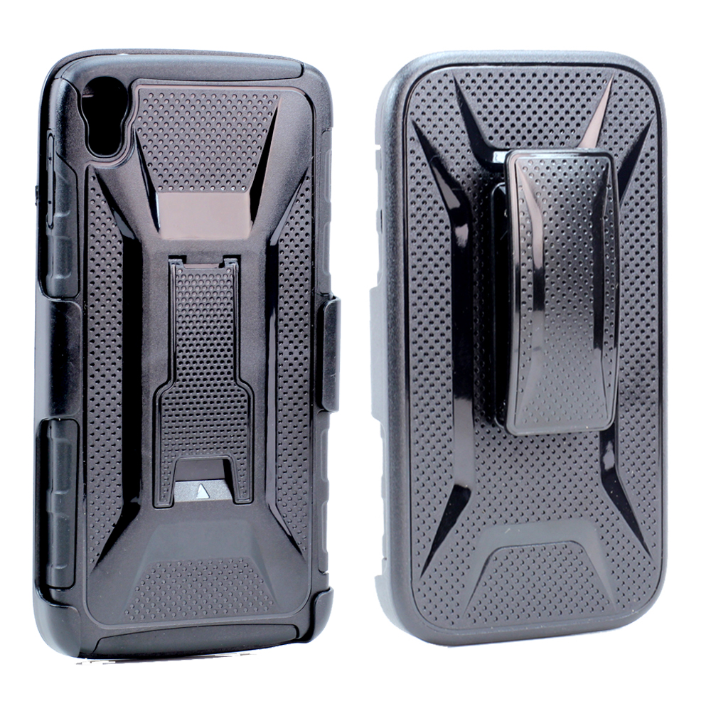 Alcatel OneTouch Idol 3 5.5 Armor Holster Combo BELT Clip Case (Black)
